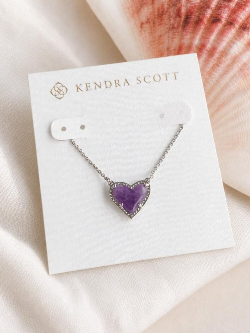 Kendra Scott Ari Heart Silver Amethyst Pendant Necklace
